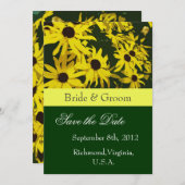 日付、黄色のデイジーの花を保存 セーブザデート (正面/裏面)