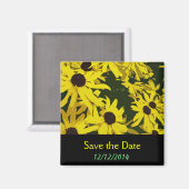 日付、黄色のデイジーの花を保存 マグネット (正面/裏面)