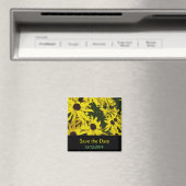 日付、黄色のデイジーの花を保存 マグネット (インサイチュ (食洗機))