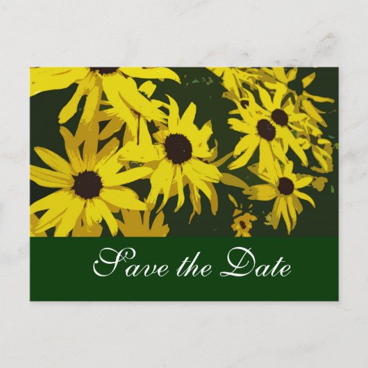 日付、黄色のデイジーの花を保存 案内ポストカード (正面)