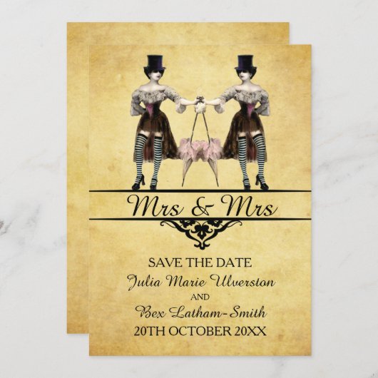 日付- Steampunkのレズビアンのゴシック様式スタイル--を救って下さい セーブザデート (正面/裏面)