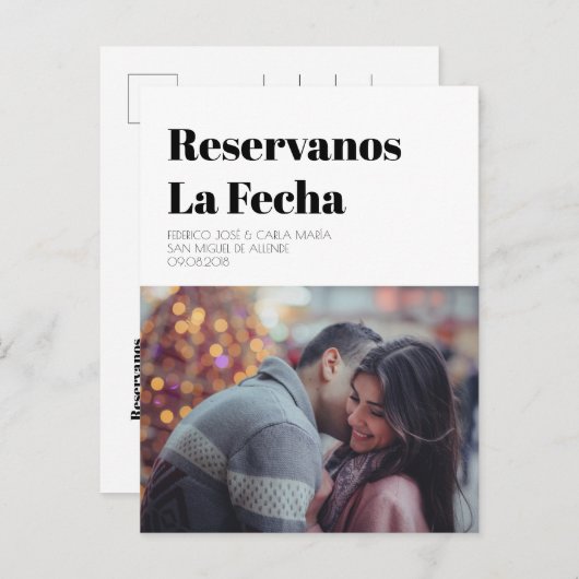 日付en EspañolのReservanosのlaのfechaを救って下さい 案内ポストカード (正面/裏面)