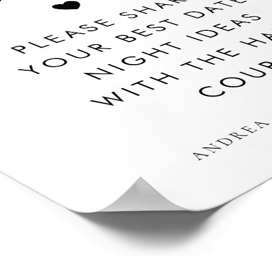 日付JARハートスクリプトミニマルブライダルシャワー記号 ポスター (角)