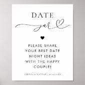 日付JARハートスクリプトミニマルブライダルシャワー記号 ポスター (正面)