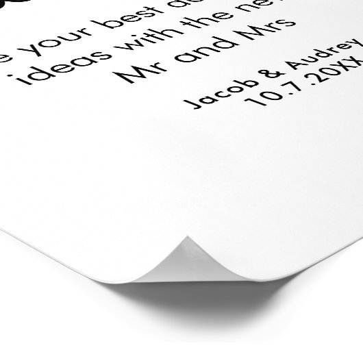 日付JAR白黒ウェディングシャワーポスター ポスター (角)