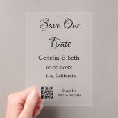 日付QRスキャンコシンプルンミニマルド詳細の保存 アクリル招待状 (インサイチュ (ポータブル))