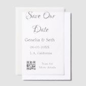 日付QRスキャンコシンプルンミニマルド詳細の保存 ベラム紙招待状 (オフセット)