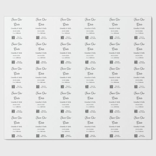 日付QRスキャンコシンプルンミニマルド詳細の保存 ラッピングペーパー (フラット)