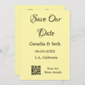 日付QRスキャンコシンプルンミニマルド詳細の保存 招待状 (正面/裏面)