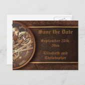 日付steampunkギア金ゴールド茶色を保存 案内ポストカード (正面/裏面)