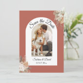 日付Terracottaのアーチ写真を保存 招待状 (スタンド正面)