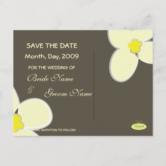 日付zazzleのポストカー結婚ドを保存 案内ポストカード (裏面)