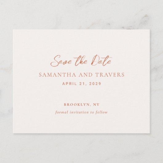 日伝統的付を保存して燃えたオレンジ色の結婚式 案内ポストカード (正面)