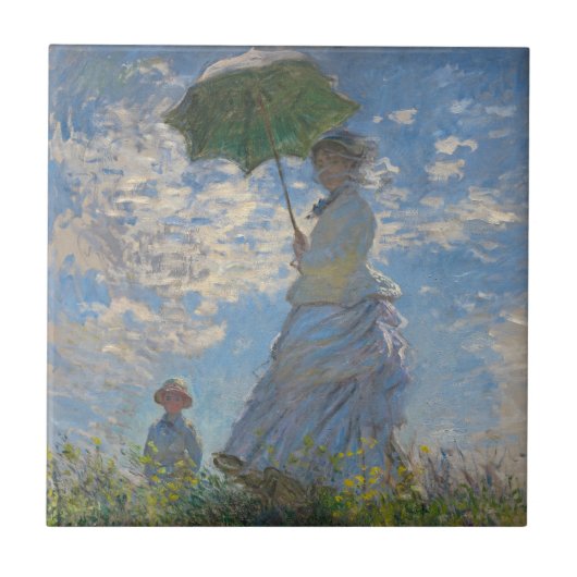 日傘を持った人 | 横向フランスのき タイル (正面)