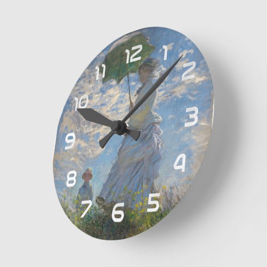 日傘を持った人 | 横向フランスのき ラウンド壁時計 (傾斜)