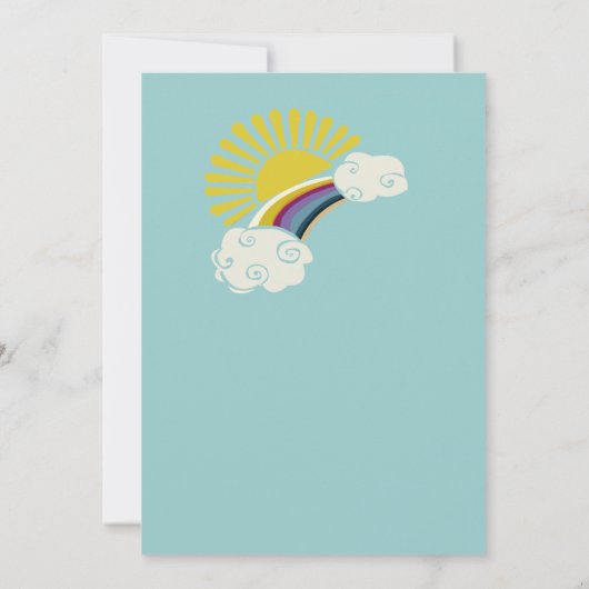 日光および虹のベビーシャワー 招待状 (裏面)