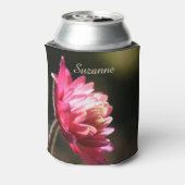 日光に当たる赤いパーソナライズされた花 缶クーラー (缶裏面)