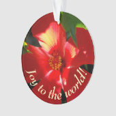 日光に赤いハイビスカスの花 オーナメント (正面)