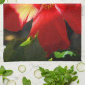 日光に赤いハイビスカスの花 キッチンタオル (折り畳み)