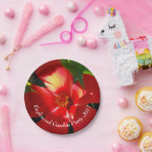 日光に赤いハイビスカスの花 ペーパープレート (パーティー)