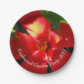 日光に赤いハイビスカスの花 ペーパープレート (正面)