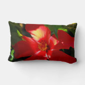 日光に赤いハイビスカスの花 ランバークッション (裏面)