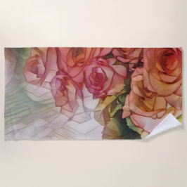 日光に赤いバラ ビーチタオル