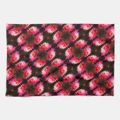 日光に赤い花クローズアップ模様 キッチンタオル (横)