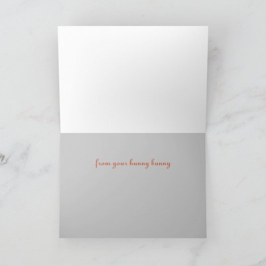 日光のかわいい毛皮で覆われたバニーウサギ カード (内部)
