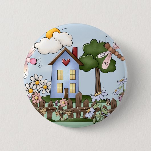 日光のかわいく青い邸宅 缶バッジ (正面)