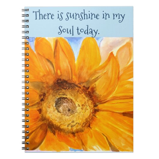 日光のヒマワリの水彩画の芸術のノートをインスパイア ノートブック (正面)