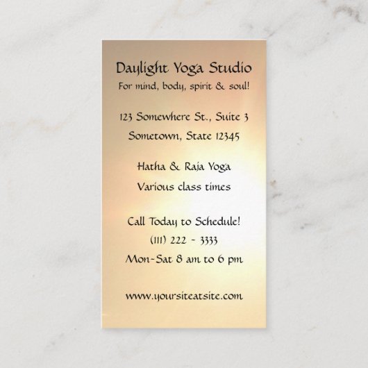 日光のヨガのスタジオの名刺 名刺 (裏面)