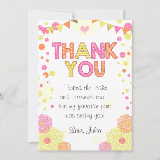 日光のレモネードの誕生日のサンキューカードの女の子 サンキューカード (正面)