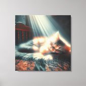 日光の下で眠っている子猫 キャンバスプリント (正面)