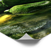 日光の下に緑豊かな熱帯雨林の滝 ポスター (角)