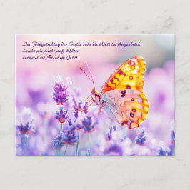 日光の中でラベンダーに休む蝶 シーズンポストカード