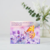 日光の中でラベンダーに休む蝶 シーズンポストカード (スタンド正面)