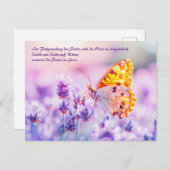日光の中でラベンダーに休む蝶 シーズンポストカード (正面/裏面)