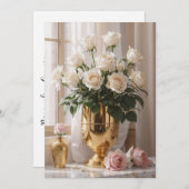 日光の中で任意の大事な行事ローズブーケ金ゴールド花瓶 シーズンカード (正面/裏面)