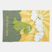 日光の漫画のかわいいディーノTrex キッチンタオル (横)