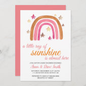 日光の虹色の赤ちゃんシャワーの小さな光線 招待状 (正面/裏面)