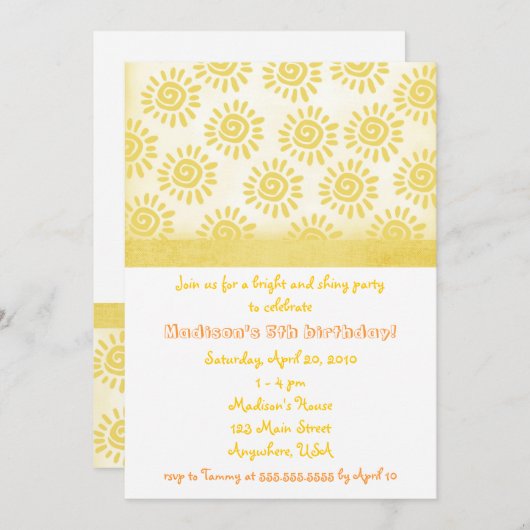 日光の誕生日の招待状 招待状 (正面/裏面)