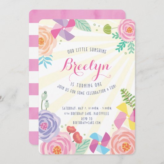 日光の誕生日の招待状 招待状 (正面/裏面)