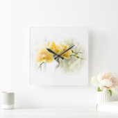 日光の黄色いガ蘭 スクエア壁時計 (ホーム)