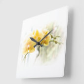 日光の黄色いガ蘭 スクエア壁時計 (傾斜)
