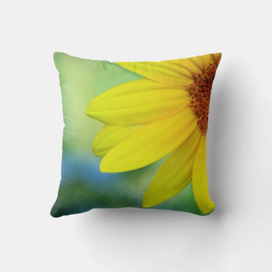 日光の黄色いヒマワリの写真フレーム クッション (裏面)