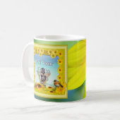 日光の黄色いヒマワリの写真フレーム コーヒーマグカップ (正面左)