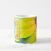 日光の黄色いヒマワリの写真フレーム コーヒーマグカップ (中央)