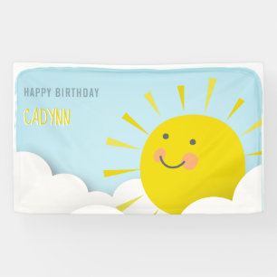 日光は水彩画の空の誕生日を曇らせます 横断幕