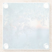 日光ガラス上の冬の霜 ガラスコースター (裏面)